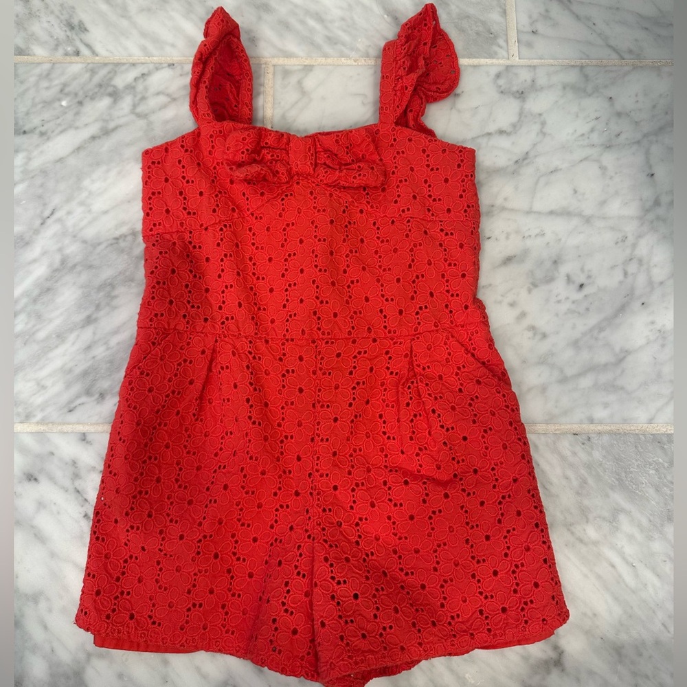 Janie and Jack Scarlet Eyelet Romper